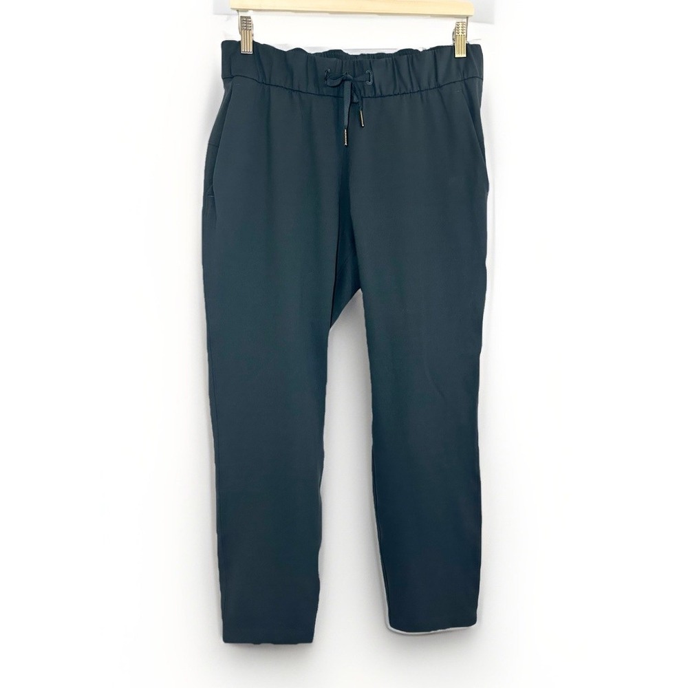 Lululemon Women's SIZE 8 On The Fly Ankle Pants Dark Gray Teal Pull On Travel